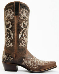 Women's Lasy Floral Embroidered Western Boots - Snip Toe
