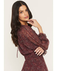 Women's Glenwood Floral Print Long Sleeve Chiffon Mini Dress