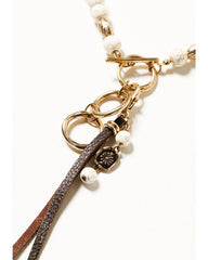 Women's Summer Moon Antique Gold Beaded Tassel Necklace