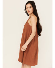 Women's Crochet Yoke Crinkle Mini Dress