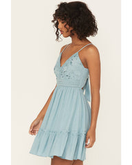 Women's Bustier Tie Back Lace Mini Dress