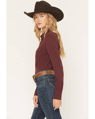 Shyann Women's Solid Long Sleeve Button-Down Stretch Performance Shirt