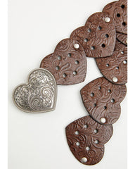 Girls' Marigold Heart Plaque Leather Strap Belt