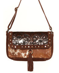 Women's Sable Hair-On Tooled Shoulder Bag