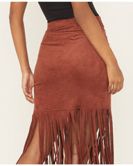 Women's Faux Suede Fringe Mini Skirt