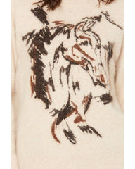 Women's Sparks Fuzzy Horse Icon Sweater