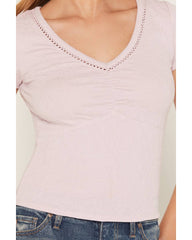 Women's Floral Jacquard Short Sleeve Shirt