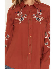 Women's Linden Floral Embroidered Long Sleeve Pearl Snap Western Shirt