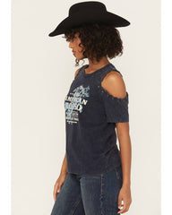 Women's All American Rodeo Cold Shoulder Short Sleeve Graphic Tee