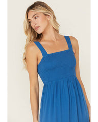 Women's Solid Sleeveless Midi Dress