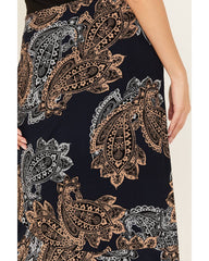 Women's Printed Ruffle Slip Maxi Skirt