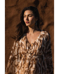 Women's Horse Print Chiffon Maxi Dress