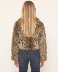 Girls' Maggie Leopard Print Faux Fur Jacket