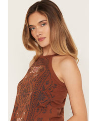 Women's Wren Floral Embroidered Halter Tank Top
