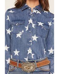 Women's The Stars Long Sleeve Snap Denim Shirt