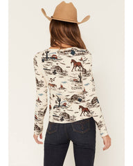 Women's Hillsdale Printed Long Sleeve Henley Thermal Top