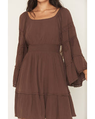 Women's Highlands Bell Sleeve Embroidered Mini Dress