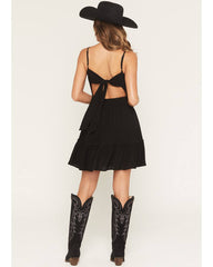 Women's Lace Sleeveless Tie-Back Mini Dress