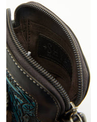 Women's Ivy Tooled Fringe Cell Phone Crossbody Bag