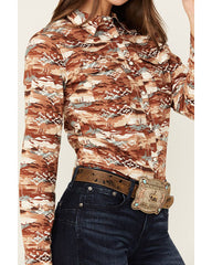 Women's Cheyenne Desert Tossed Long Sleeve Snap Stretch Western Shirt