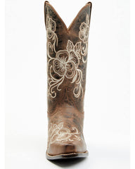 Women's Lasy Floral Embroidered Western Boots - Snip Toe