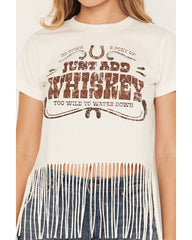 Women's Whiskey Fringe Hem Short Sleeve Cropped Graphic Tee