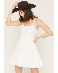 Women's Tiered Tie-Back Mini Dress