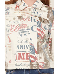 Women's Vintage Cowboy Printed Denim Jacket