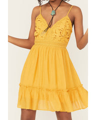Women's Bustier Tie Back Lace Mini Dress