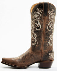 Women's Lasy Floral Embroidered Western Boots - Snip Toe