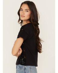 Women's Last Night Lace Short Sleeve Cropped Graphic Tee