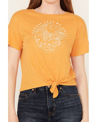 Women's Cowboy Take Me Away Short Sleeve Tie-Front Tee
