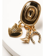 Women's Western Muse Cowboy Hat Charm Statement Earrings