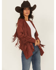 Women's Cascade Front Faux Suede Fringe Jacket