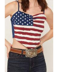 Women's Stars And Stripes Sleeveless Cropped Tank Top