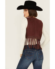 Women's Short Fringe and Eyelet Suede Vest