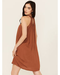 Women's Crochet Yoke Crinkle Mini Dress