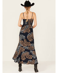 Women's Printed Ruffle Flounce Maxi Dress