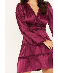 Women's Long Sleeve Ruffle Mini Dress