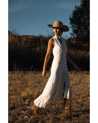 Women's Solid Sleeveless Button-Down High-Low Midi Dress