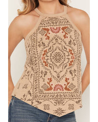Women's Wren Embroidered Hanky Hem Tank