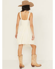Women's Crochet Trim Sleeveless Mini Dress