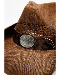 Women's Brown Shane Raffia Straw Western Hat