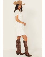 Women's Eyelet Short Sleeve Mini Dress