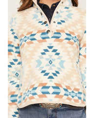 Women's Polar Fleece Southwestern Print Snap Pullover