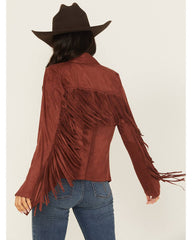 Women's Cascade Front Faux Suede Fringe Jacket