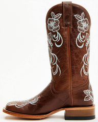 Women's Lasy Floral Embroidered Western Boots - Broad Square Toe