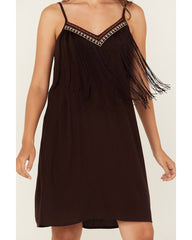 Women's Embroidered Fringe Sleeveless Mini Dress