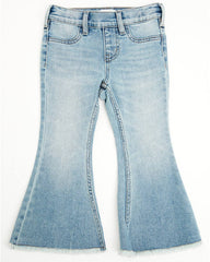 Toddler Girls' Light Wash Lacey Bow Embroidered Flare Stretch Denim Jeans