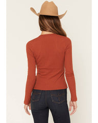 Women's Textured Rib Knit Long Sleeve Top